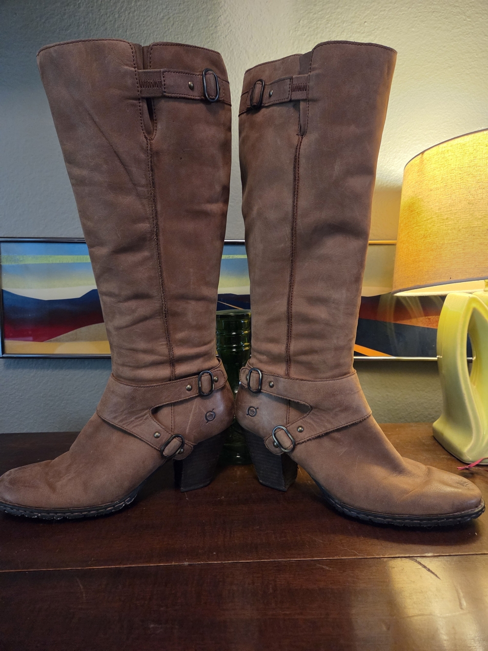 Born Women's Tall Brown Nubuck Heeled Riding Boots